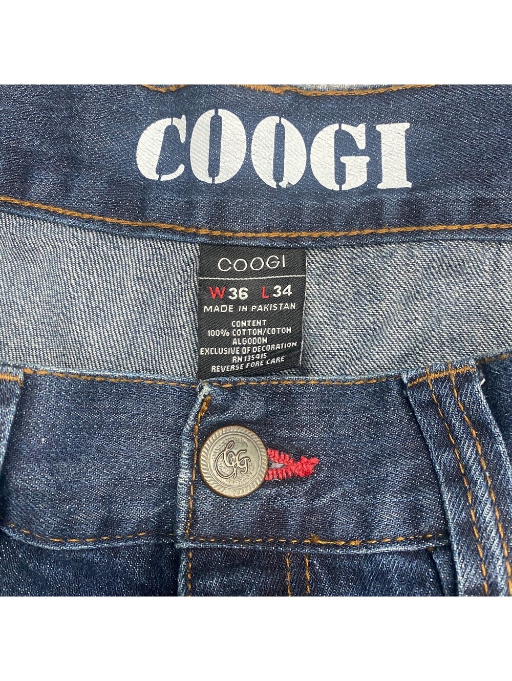 Vintage Coogi Jeans Mens 36x34 Blue Stonewash Denim Embroidered Patches Pants - Picture 4 of 15